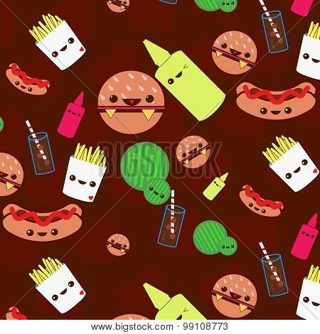 Patterns food hamburger drink fries illustrator.