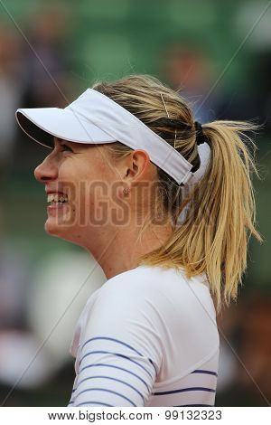 Five times Grand Slam champion Maria Sharapova in action during match at Roland Garros 2015