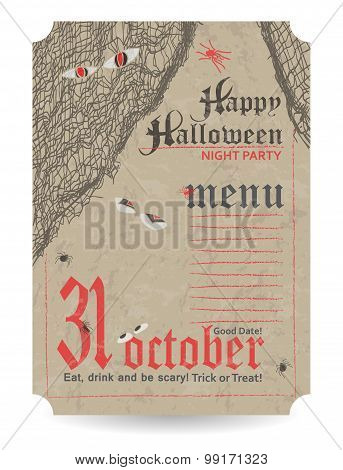 Vintage Menu To Halloween Party