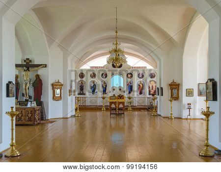 Hall Of Worship With The Iconostasis In The Background In The Orthodox Christian Church