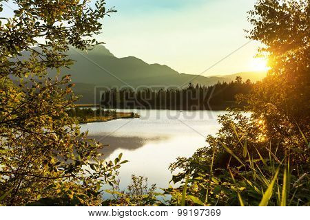 Sunrise scene on lake