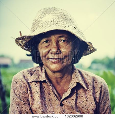 Cambodian Local Female Farmer Portrait Concept