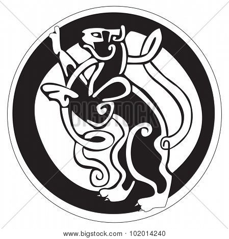 Celtic design of a cat inside a circle with knots design. Great for artwork or tattoo