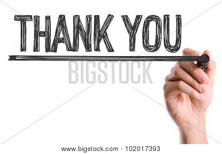 Hand with marker writing: Thank You