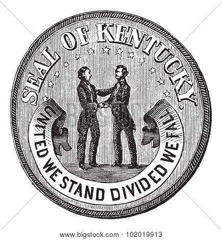 Seal of the State Kentucky vintage engraving. Old engraved illustration of Seal of the State of Kentucky  Trousset encyclopedia (1886 - 1891).