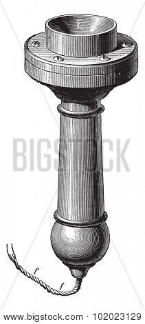 Perspective of the new telephone Magnetic Bell, vintage engraved illustration. Trousset encyclopedia (1886 - 1891).