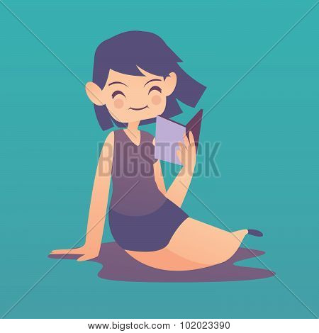 Relaxing Girl Holding A Book
