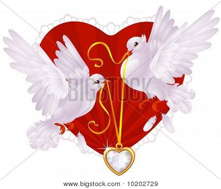 Due colombi bianchi e cuore d'oro