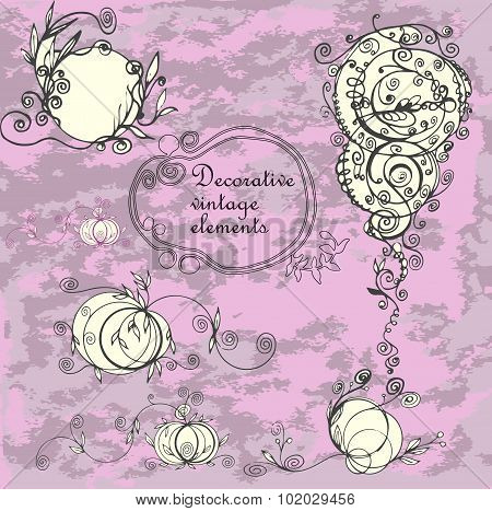 vector hand drawing vintage decorative floral elements for invitation cards, wedding, scrapbooking d