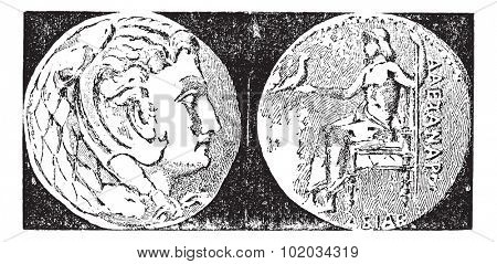 Tetradrachm, vintage engraved illustration. Dictionary of words and things - Larive and Fleury - 1895.