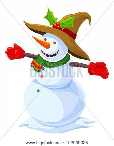 Christmas Snowman, vector illustration