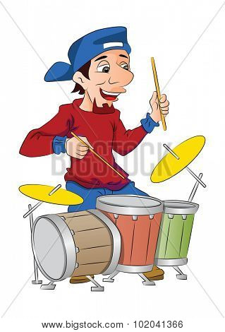 Boy Playing Drums, vector illustration