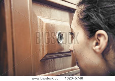 Peephole of the door.