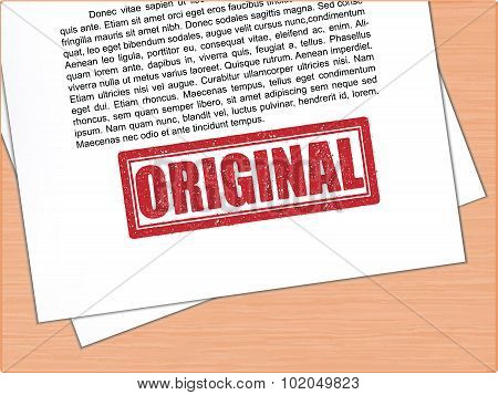 Original Rubber Stamp Text On Paper