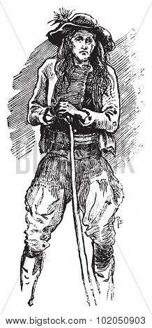Brittany Carver, vintage engraved illustration. Journal des Voyages, Travel Journal, (1879-80).