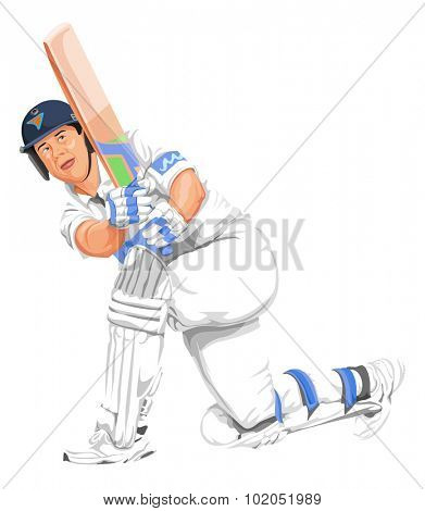 Vector illustration of cricket batsman in action.