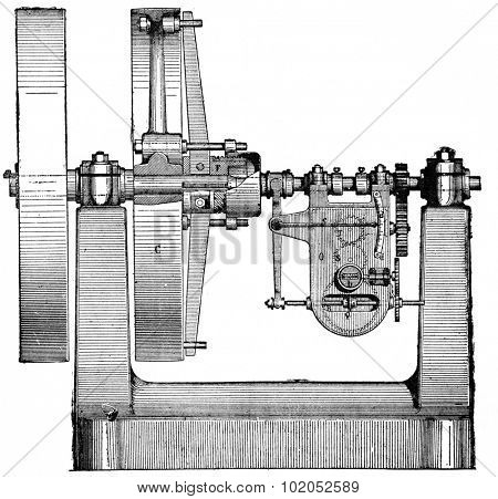 Dynamometer was bending Mr. Megy, vintage engraved illustration. Industrial encyclopedia E.-O. Lami - 1875. 