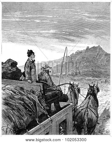 The Tour de France a small Parisian. Vein! I do the Tour de France, vintage engraved illustration. Journal des Voyage, Travel Journal, (1880-81).