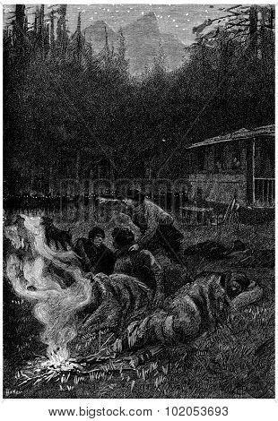 Alert! exclaimed Jean, vintage engraved illustration. Jules Verne Cesar Cascabel, 1890.