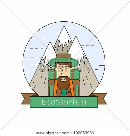 Thin line Character mountains