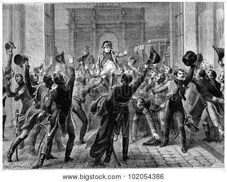 Napoleon returned to the Tuileries, March 20, 1815, vintage engraved illustration. History of France  1885.