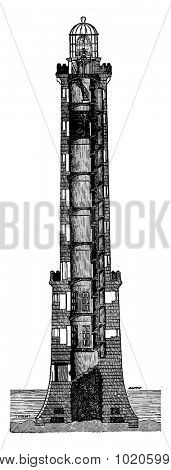 Section of flagship Heaux de Brehat, vintage engraved illustration. Industrial encyclopedia E.-O. Lami - 1875.