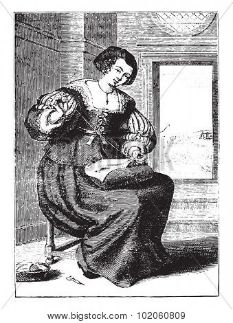 Bourgeoisie after Michel Lasne (seventeenth century), vintage engraved illustration. Industrial encyclopedia E.-O. Lami - 1875. 