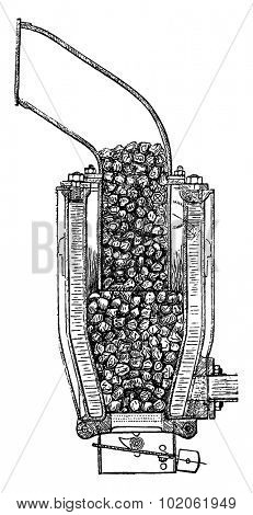 Heating thermosyphon (East French), vintage engraved illustration. Industrial encyclopedia E.-O. Lami - 1875.