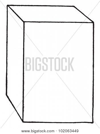 Block of hard wood or of rubber fiber as usually received in laboratory, vintage engraved illustration. 