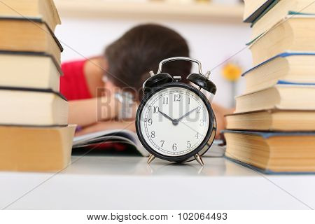 Tired Female Student At Workplace
