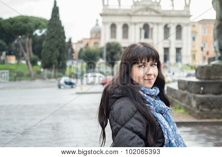 Girl Smiling In Rome