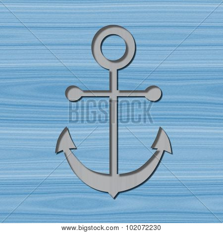 Anchor Motif With Drop Shadow On Wooden Background