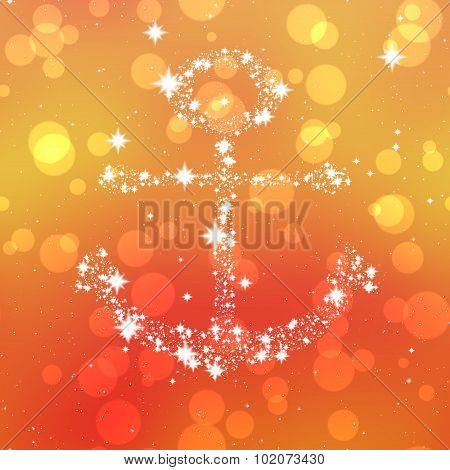 Starry Anchor Decor On Orange Background