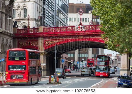 LONDON, UK - SEPTEMBER 19, 2015: Holborn Viaduct, 1863-1869.  Building cost was over £2 million (ove