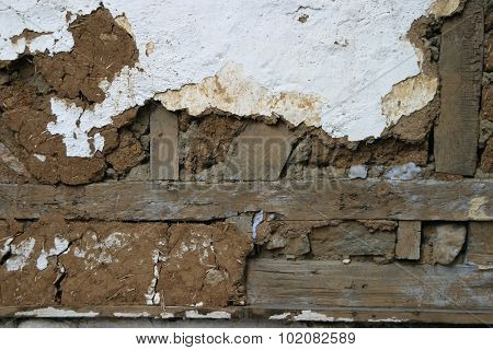 old wall wood and stone
