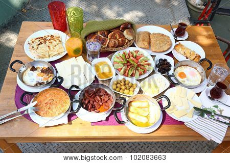 Breakfast menu cup and pastries