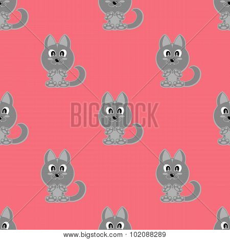 Seamless Vector Background Funny Animals Symbol Wolf