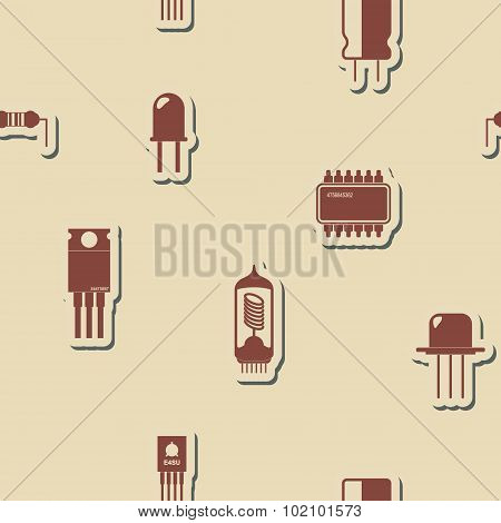 Seamless background with electronic components icons