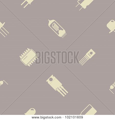 Seamless background with electronic components icons