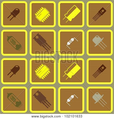 Seamless background with electronic components icons