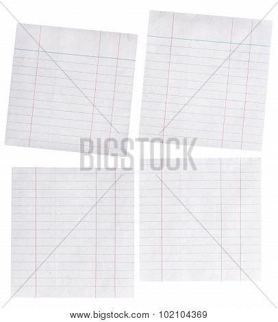 Close Up Piece Of Lined Paper Isolated On White