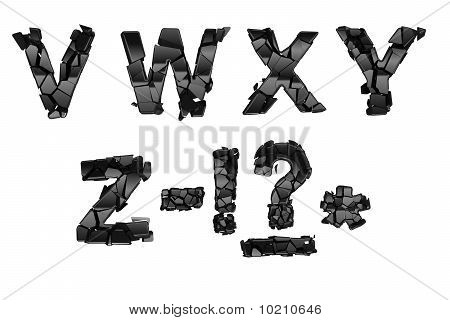 Letras de fuente rota V-z