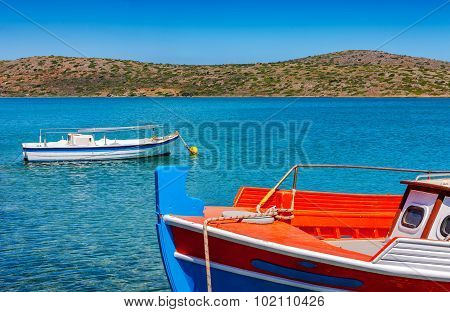 Fishing Boat Off The Coast Of Crete, Greece