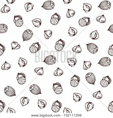 Nuts Set Seamless Pattern