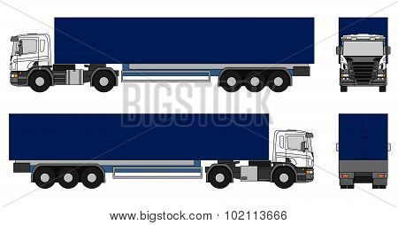 Illustration of a side views of a semi-trailer truck