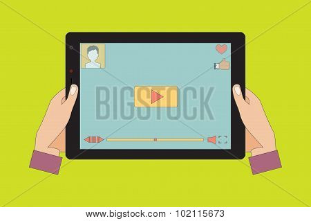 Tablet Computer With Video Player On The Screen.