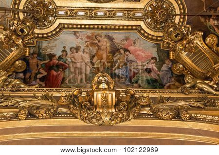 The interior of opera palace Garnier in Paris, France.