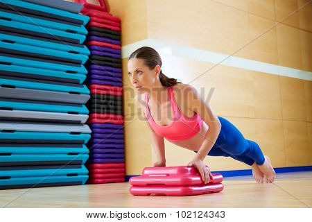 Push up push-ups woman exercise workout at gym indoor