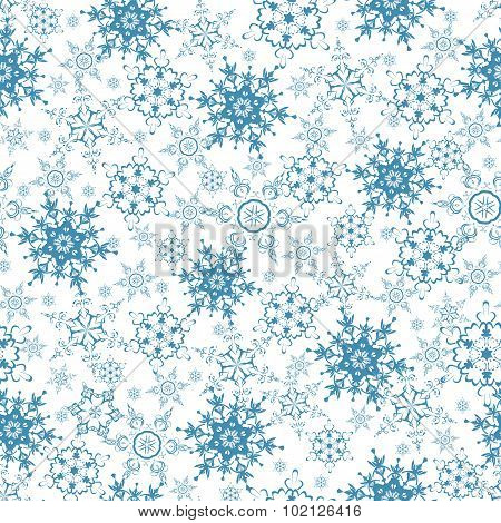 Festive Seamless Pattern With Blue Snowflakes