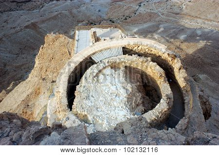 Masada Fortress Middle Terrace Dead Sea Israel.